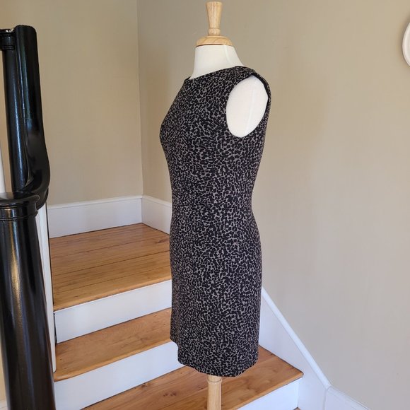 LOFT Classic Black and Tan Animal Print Sleeveless Sheath Dress. Size Sm… - Picture 5 of 8